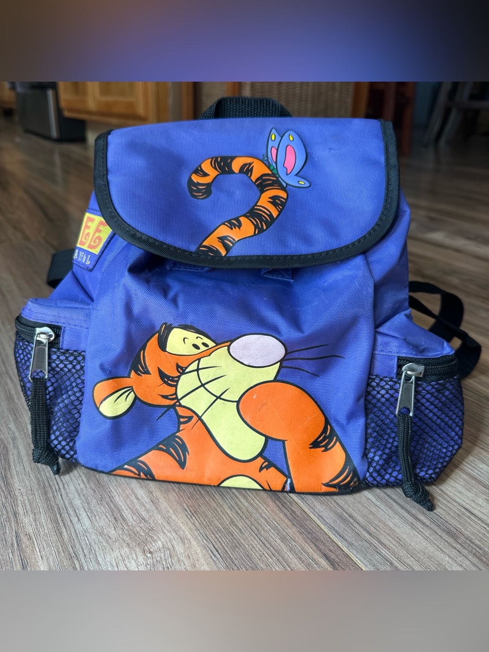 Vintage 90s Disney Tigger Bee Playful Mini Backpack Purple Butterfly Rucksack